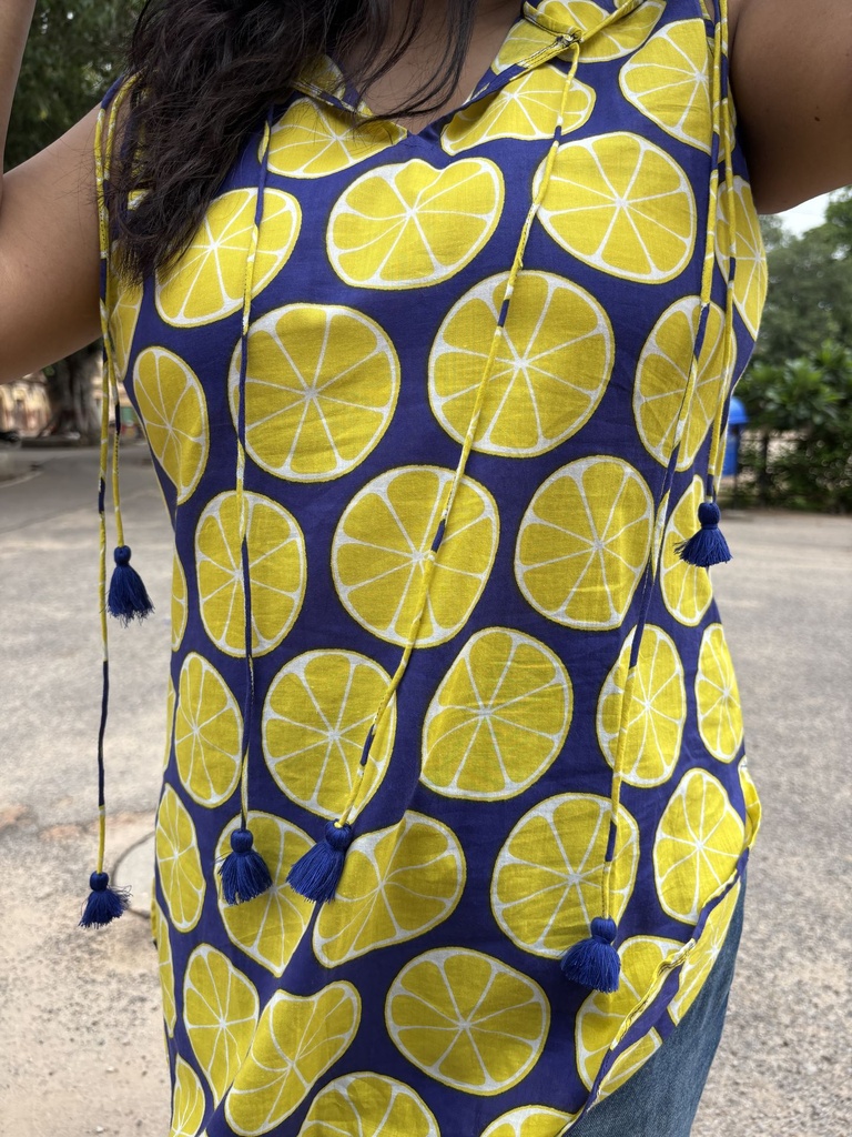 Lemonade Hoodie Kurti - 100% Cotton (S)